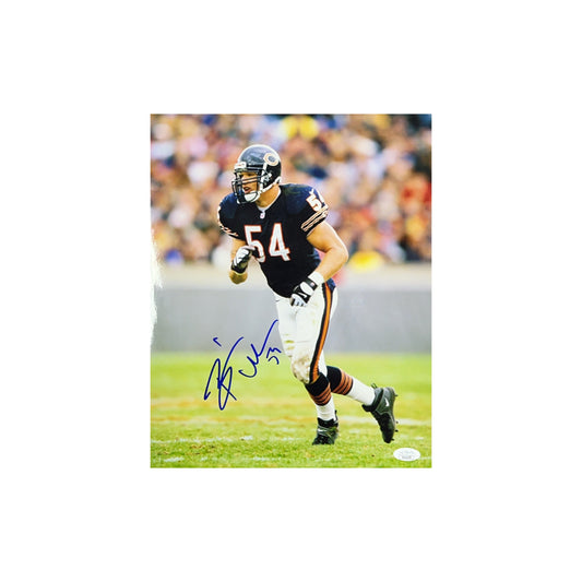 Brian Urlacher Autographed Chicago Bears Vertical Blue Jersey 11x14 JSA