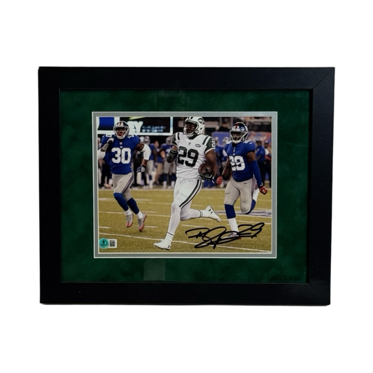 Bilal Powell Autographed New York Jets Framed Run 8x10 Beckett