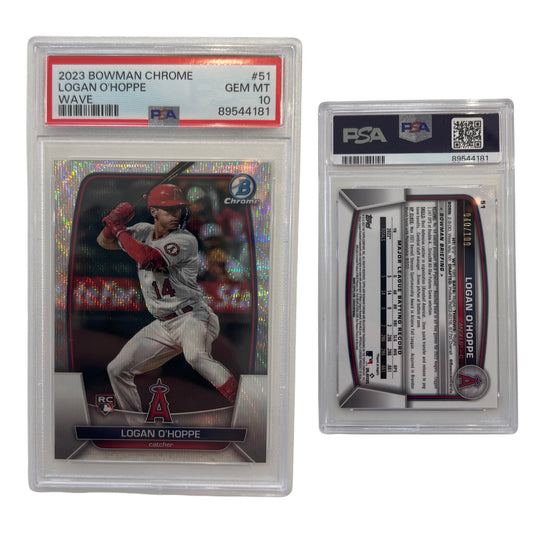 2023 Logan O'Hoppe Bowman Chrome Wave /100 #51 PSA GEM MT 10