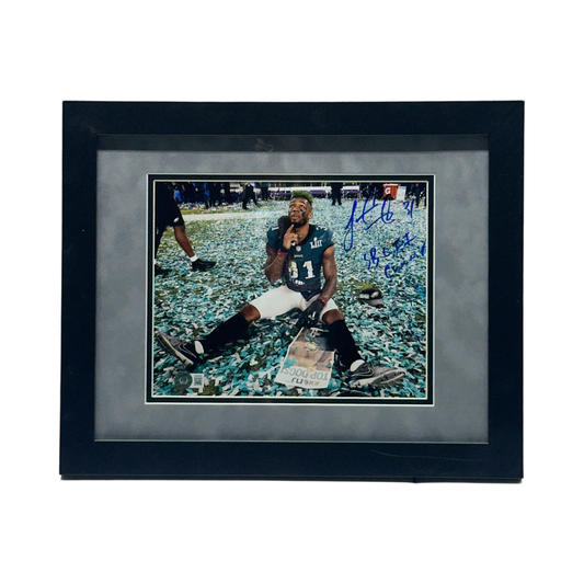 Jalen Mills Autographed Philadelphia Eagles "SB LII Champ" Inscription 8x10 Beckett - Framed