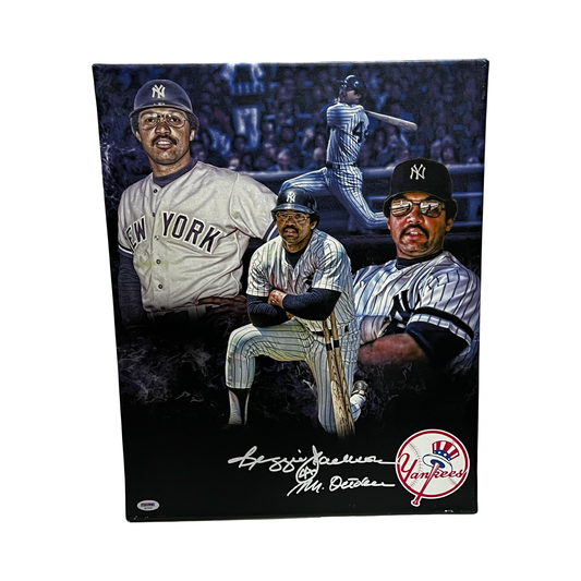 Reggie Jackson Autographed New York Yankees 16x20 Canvas "Mr. October" PSA