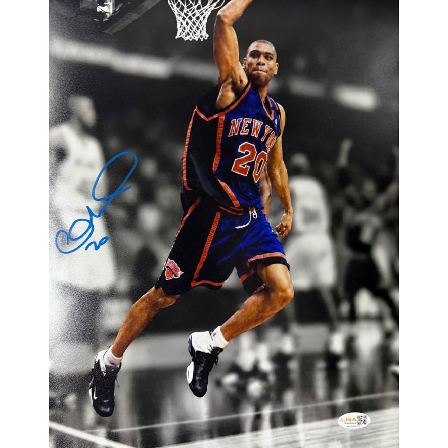 Allan Houston Autographed Blue Ink New York Knicks 11x14 JSA COA