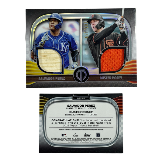2022 Buster Posey / Salvador Perez Topps Tribute Dual Relics 2 /199 #DR2-PP