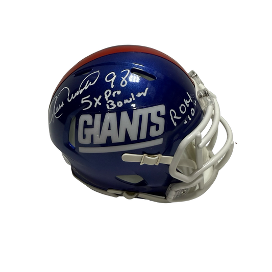 Jesse Armstead Autographed New York Giants "98 5x Pro Bowler, ROH '10'" Inscribed Blue Speed MIni Helmet PSA