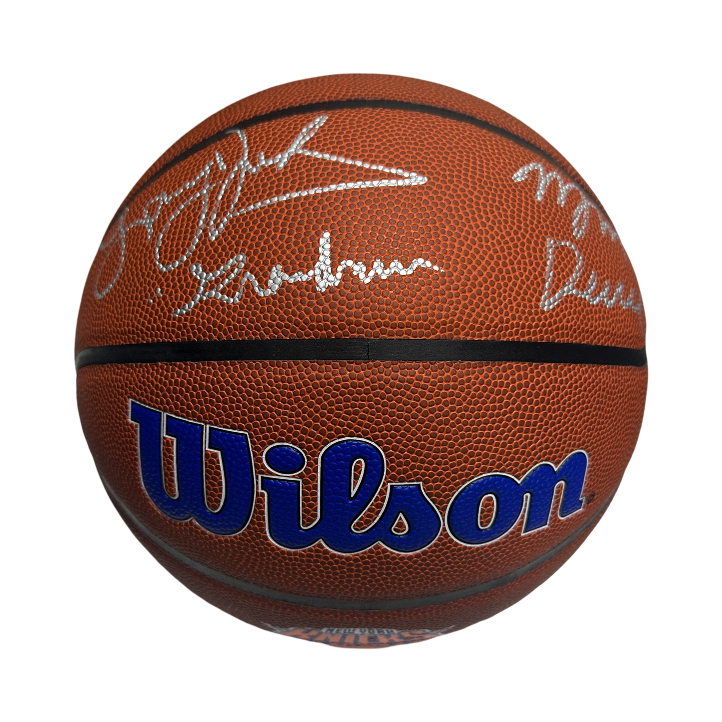 Larry Johnson & Miles McBride Autographed New York Knicks Wilson Basketball Inscribed "Grandmama, Deuce" Beckett