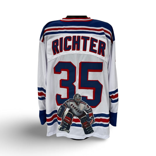 Mike Richter Unsigned New York Rangers White Custom Art Jersey