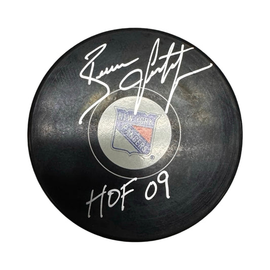 Brian Leetch Autographed Puck Inscribed HOF 09 Beckett