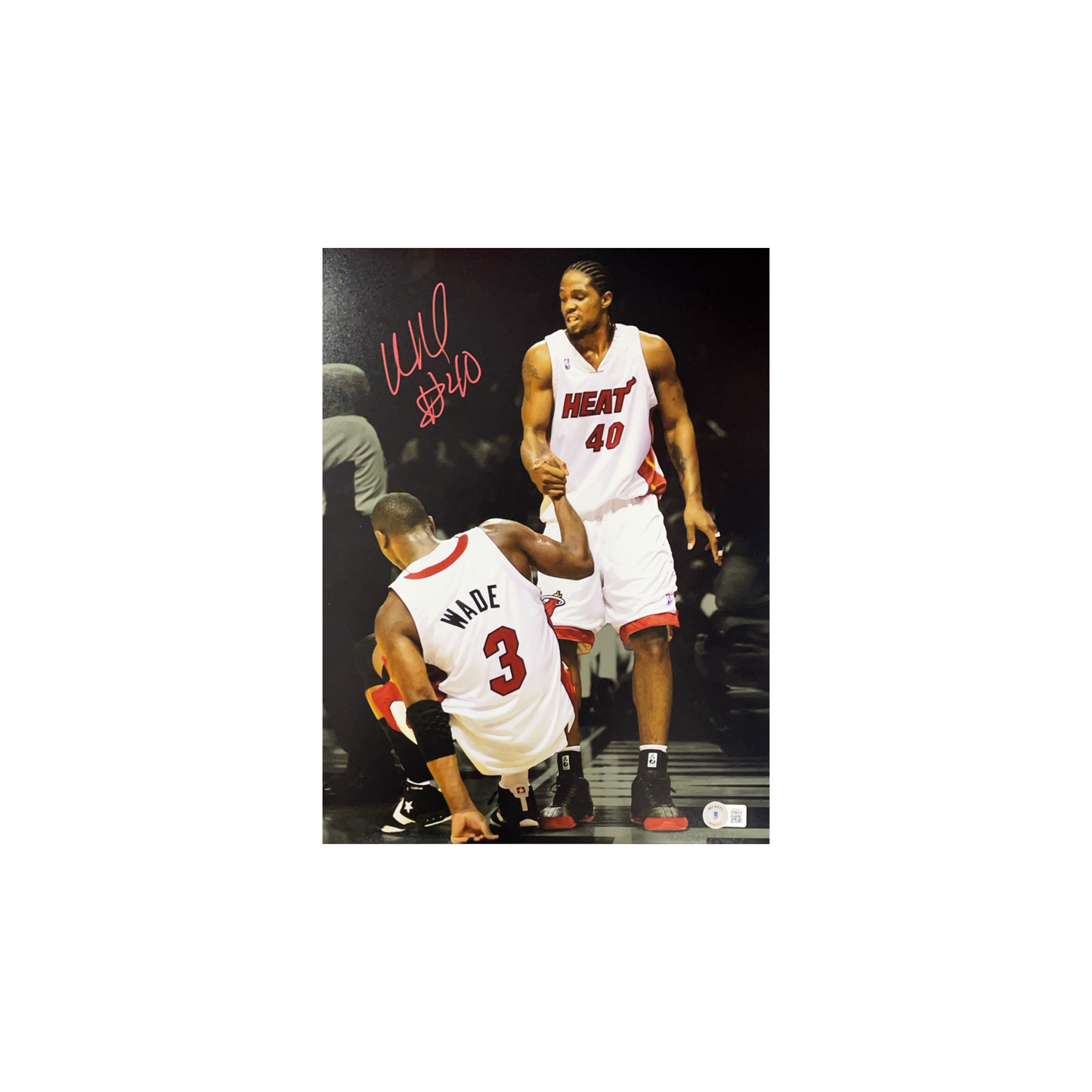Udonis Haslem Autographed Miami Heat With Dwyane Wade 11x14 Beckett