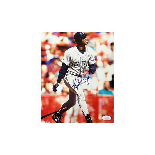 Ken Griffey Jr. Autographed Seattle Mariners After Swing 8x10 JSA
