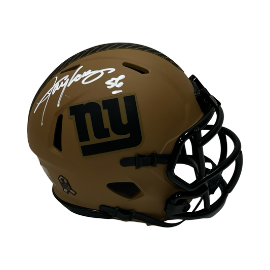 Lawrence Taylor Autographed New York Giants Speed Mocha Salute To Service Mini Helmet Beckett