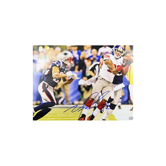 Mario Manningham Autographed New York Giants SB Sideline Catch 11x14 Steiner CX