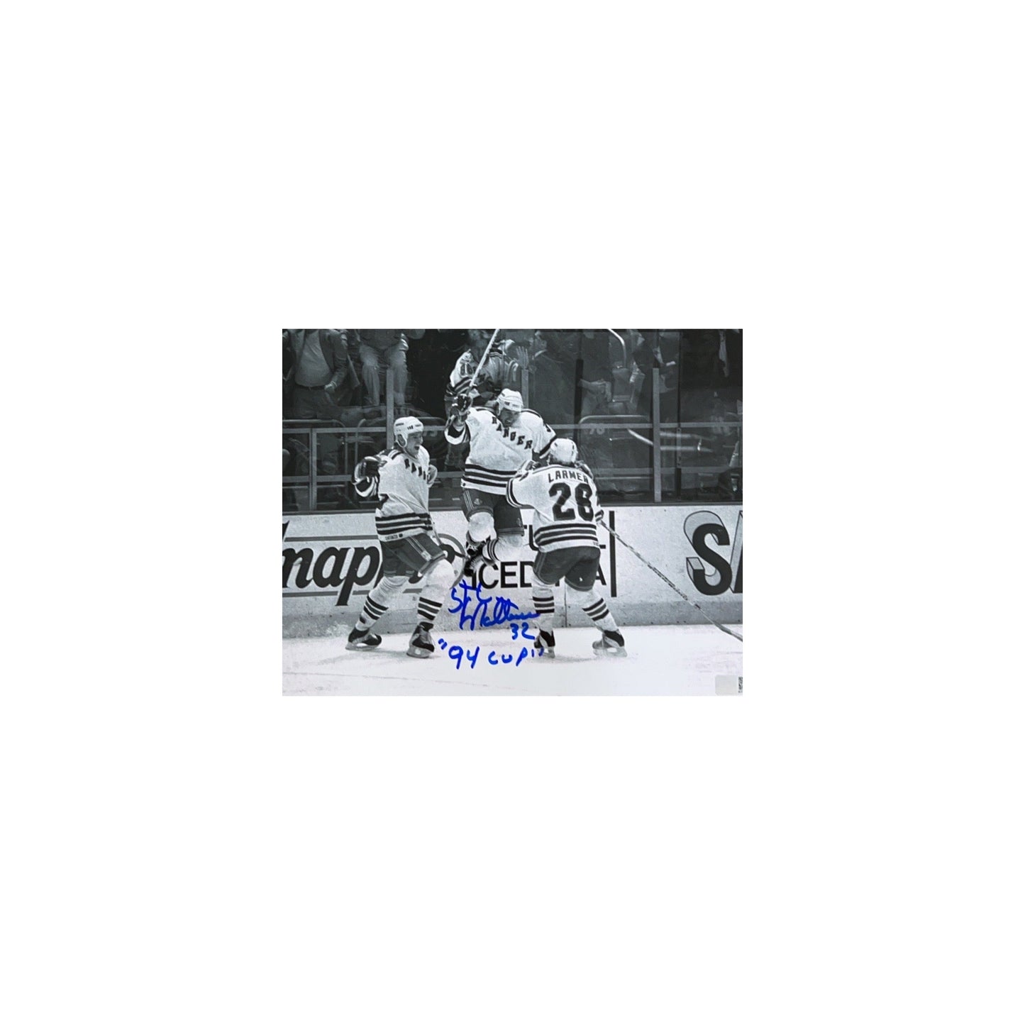 Stephane Matteau Autographed New York Rangers B&W 8x10 "94 Cup" Inscription Steiner CX
