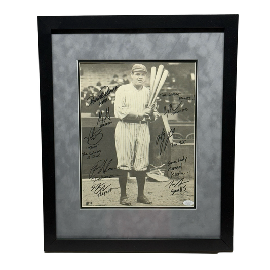 The Sandlot Cast Autographed Babe Ruth 11x14 Photo JSA - Framed