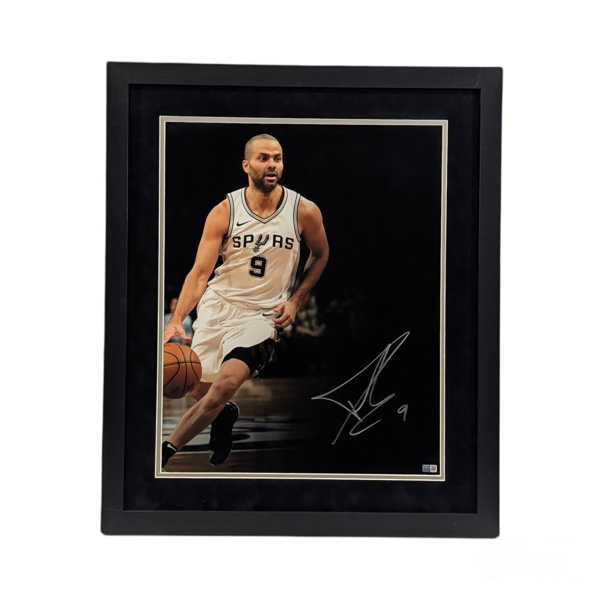 Tony Parker Dribbling Blackout Edit Framed 16X20 Steiner CX