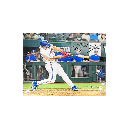Wyatt Langford Autographed Texas Rangers Down Swing 16x20 Fanatics - Unframed