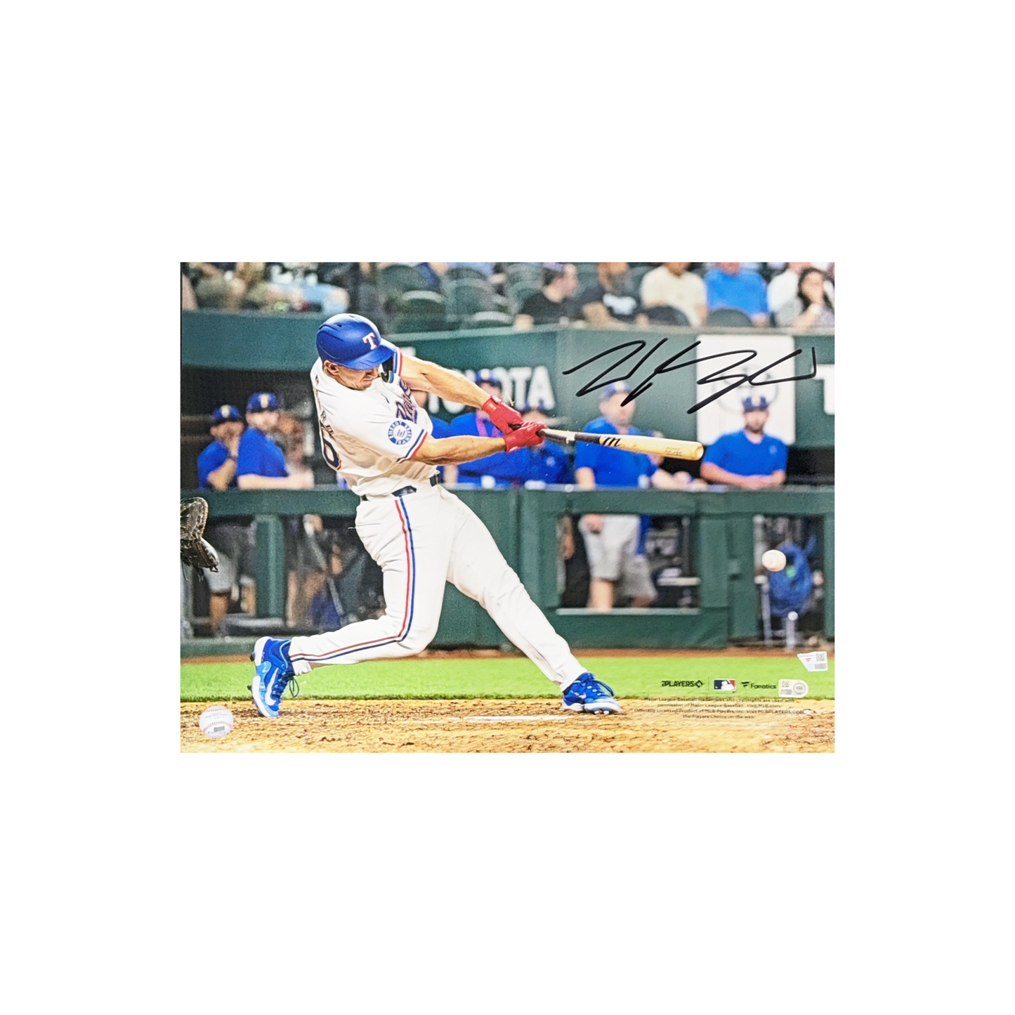 Wyatt Langford Autographed Texas Rangers Down Swing 16x20 Fanatics