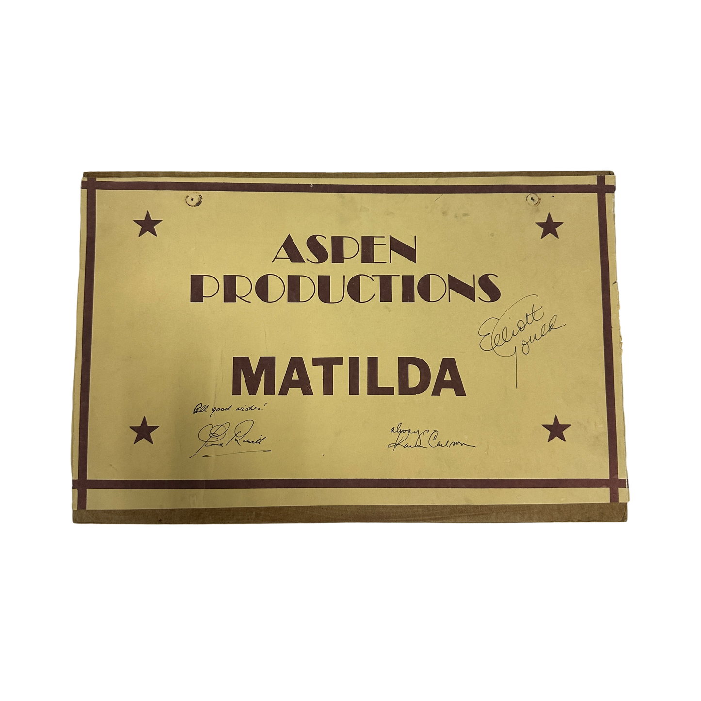 Elliot Gould, Karen Carlson & Clive Revill Autographed Matilda Parking Sign JSA