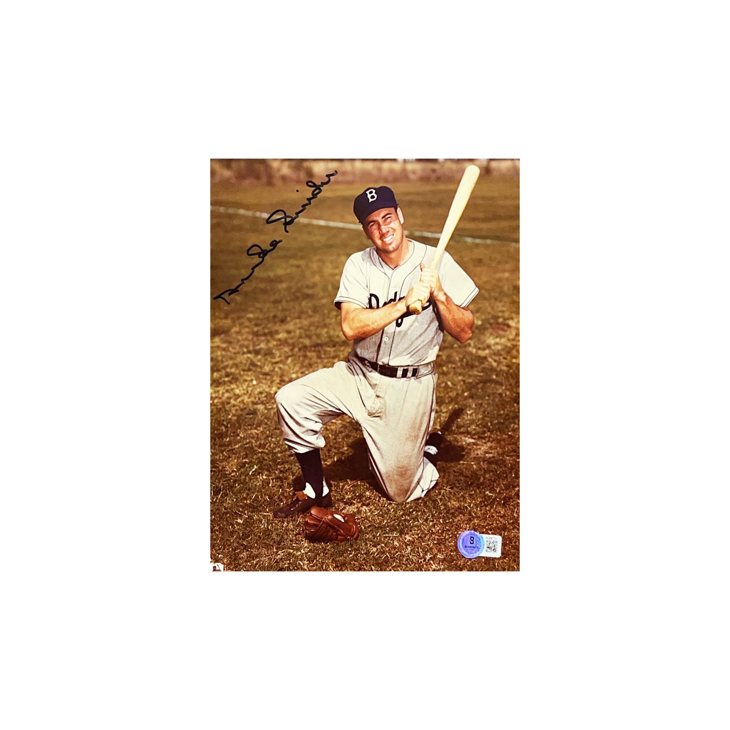 Duke Snider Autographed Brooklyn Dodgers On Knee 8x10 Beckett