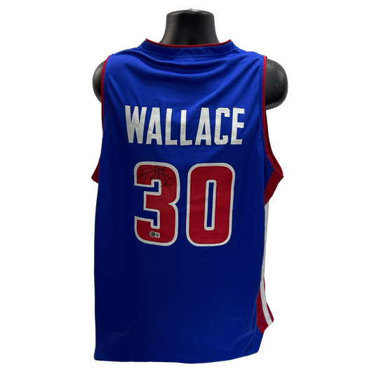 Rasheed Wallace Autographed Blue Detroit Pistons Jersey Beckett