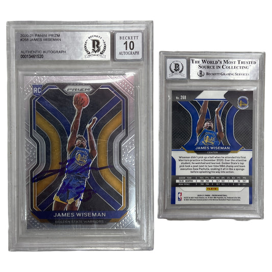 2020-21 James Wiseman Panini Prizm #268 Beckett 10 Auto