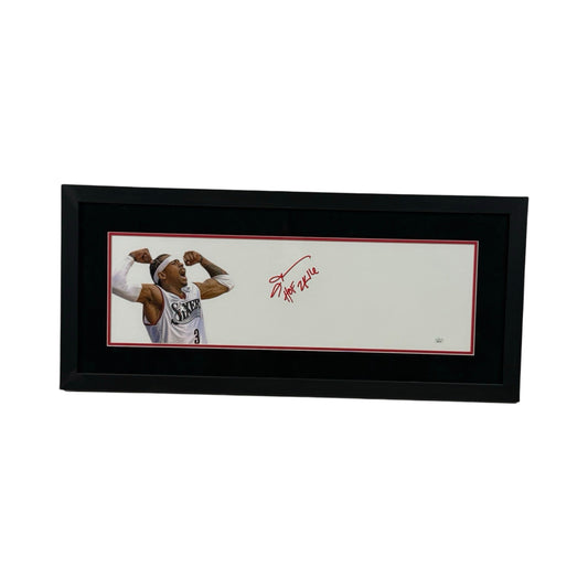 Allen Iverson Autographed Philadelphia 76ers "HOF 2k16" Inscribed Whiteout Framed 8x26