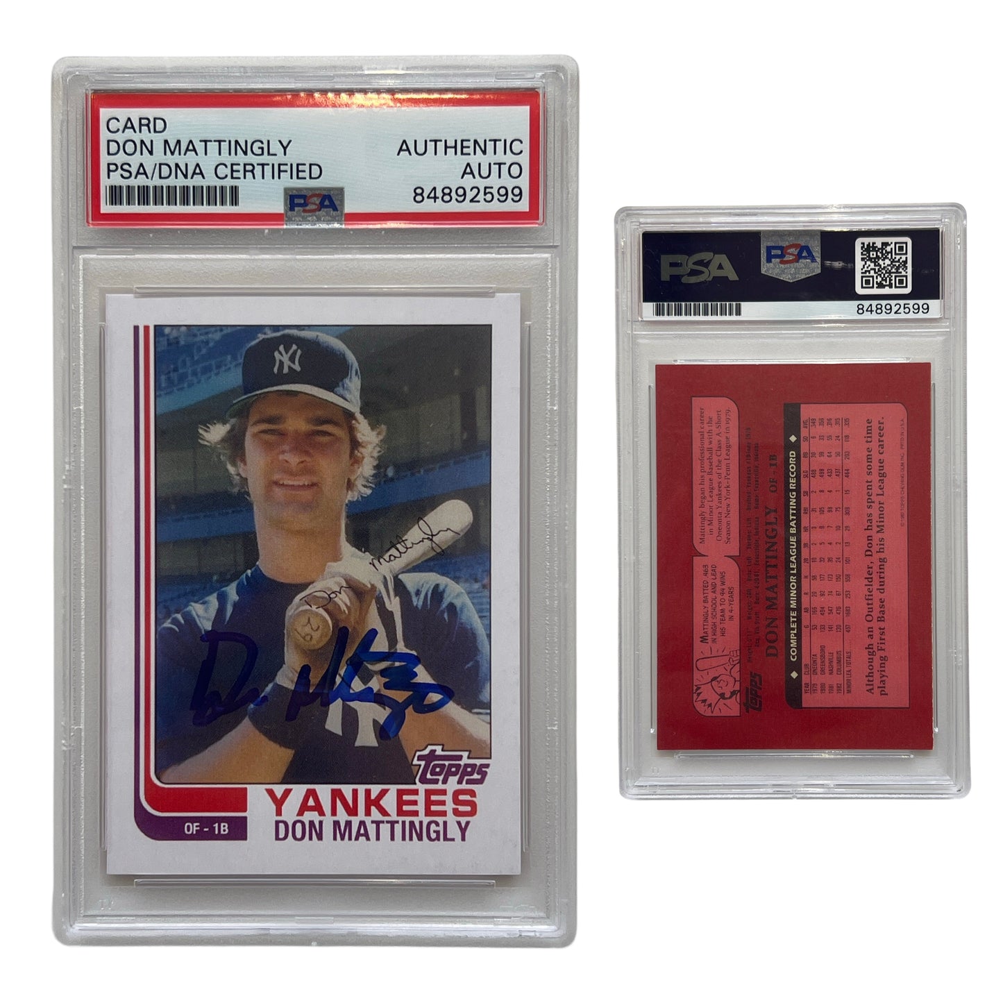 Don Mattingly Autographed New York Yankees 1982 Topps Style Custom Card PSA AUTO Authentic
