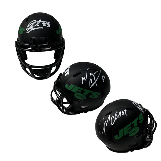 Santana Moss, Wayne Chrebet & Laveranues Coles Autographed New York Jets Eclipse Mini Helmet Steiner CX
