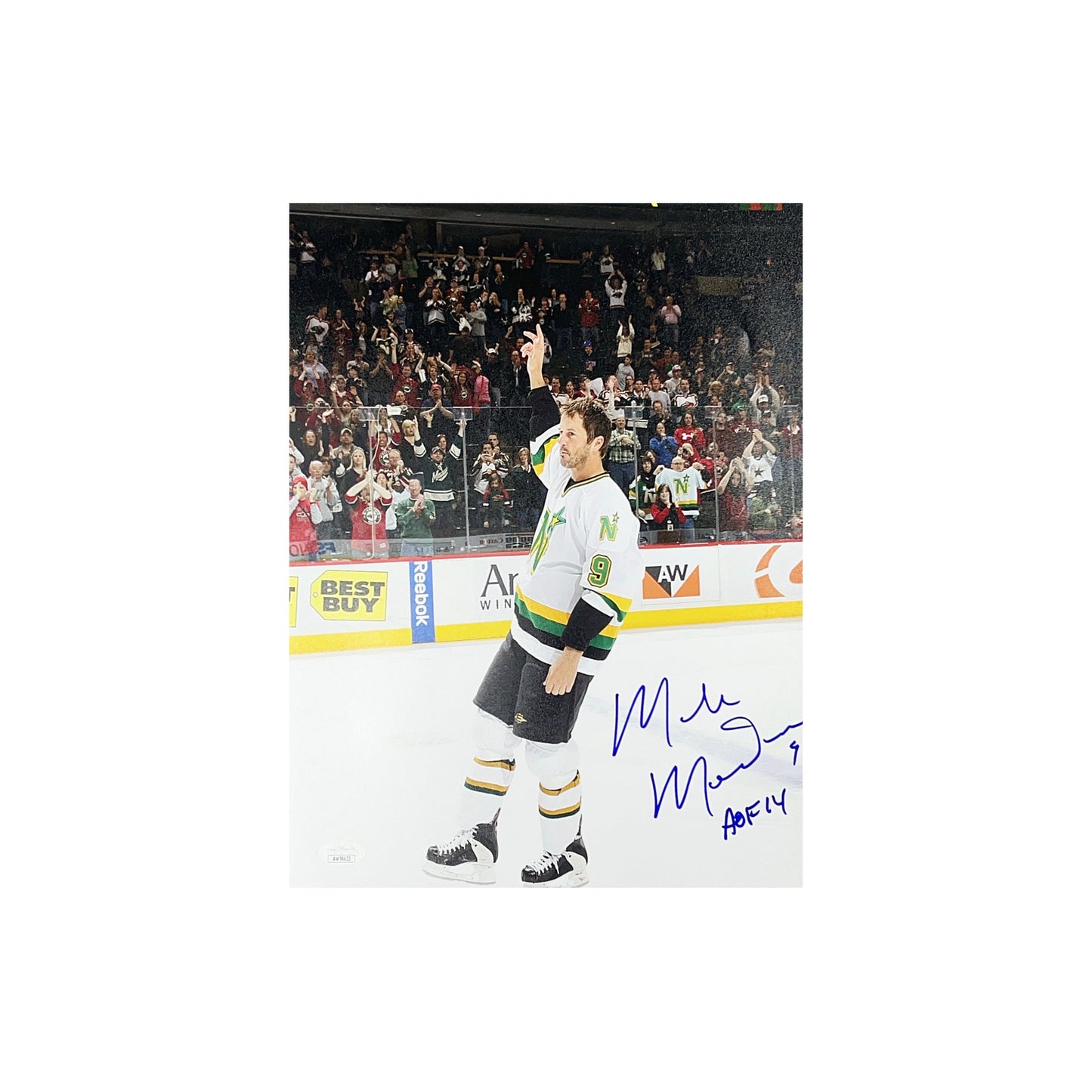 Mike Modano Autographed Minnesota North Stars Wave 11x14 JSA