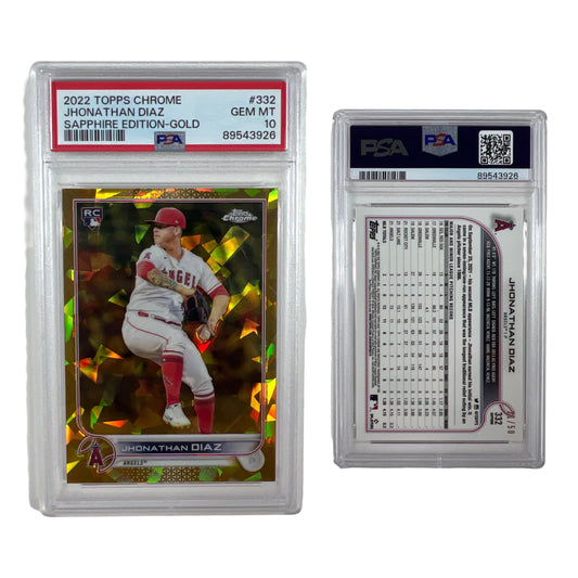 2022 Topps Chrome Jhonathan Diaz Sapphire Edition-Gold /50 #332 PSA GEM MT