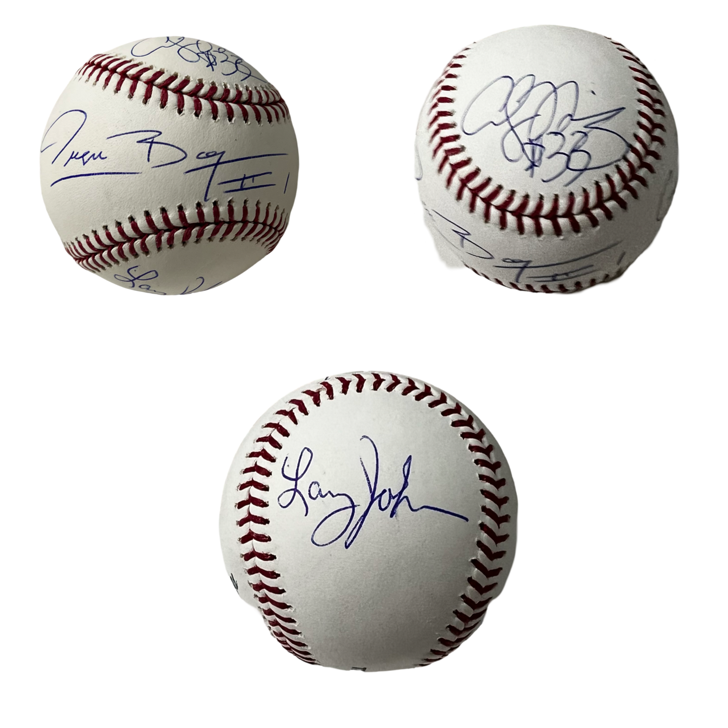 Larry Johnson, Muggsy Bogues, Alonzo Mourning Autographed Charlotte Hornets OMLB Steiner CX