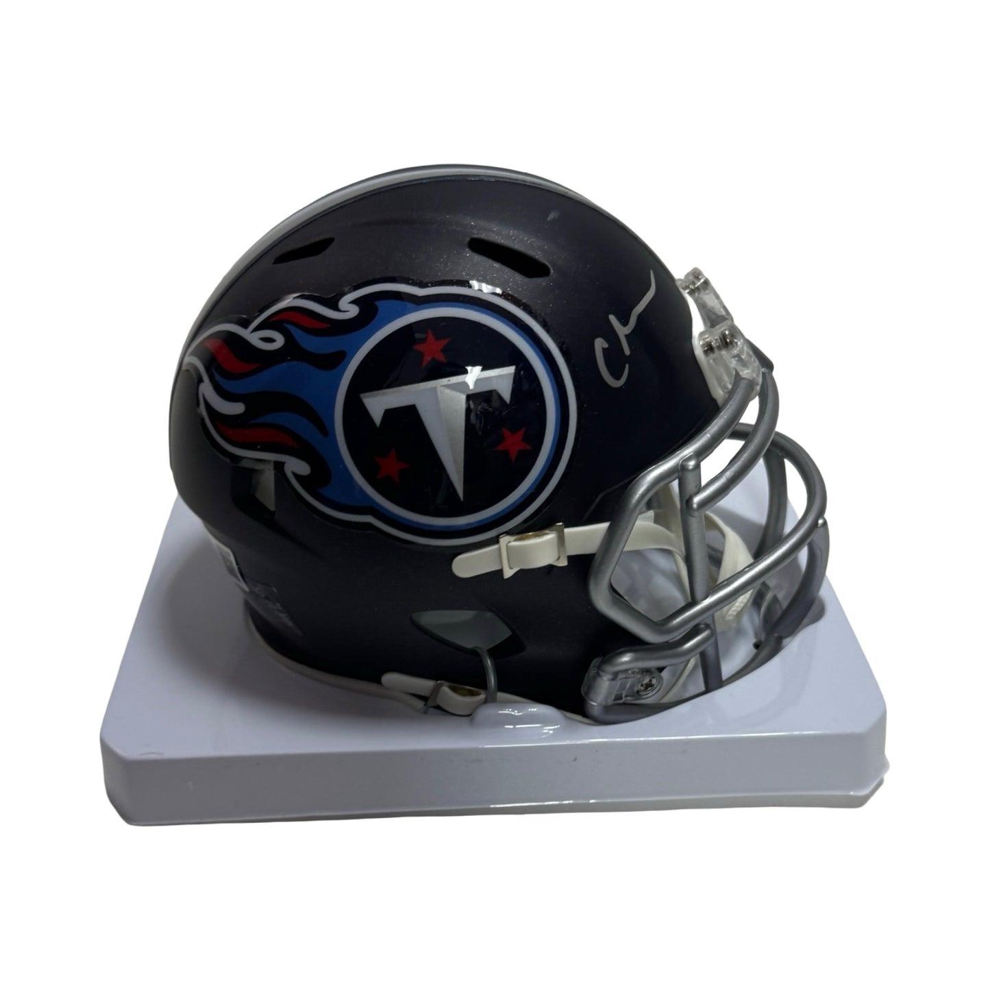 Chris Johnson Autographed Tennessee Titans Navy Blue Mini Helmet Beckett