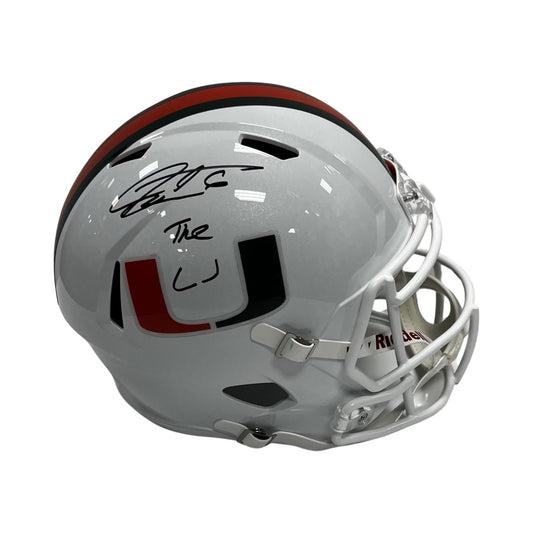 Santana Moss Autographed Miami Hurricanes Speed Replica Helmet "The U" Inscription Steiner CX