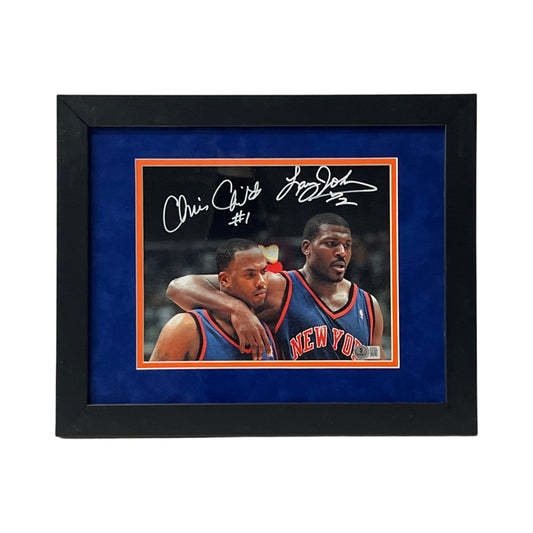 Larry Johnson & Chris Childs Autographed New York Knicks Arm Around Framed 8x10 Beckett