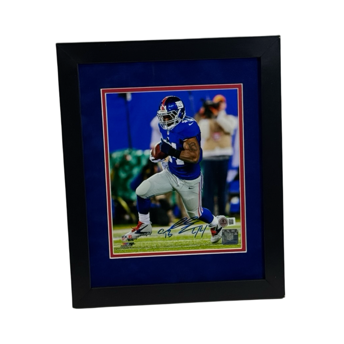 Ahmad Bradshaw Autographed New York Giants Run Framed 8x10 Beckett