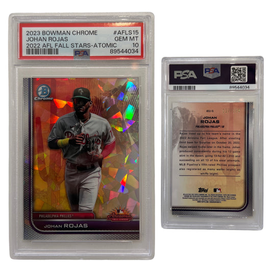 2023 Johan Rojas Bowman Chromew 2022 AFL Fall Stars Atomic /150 #AFLS15 PSA GEM MT 10