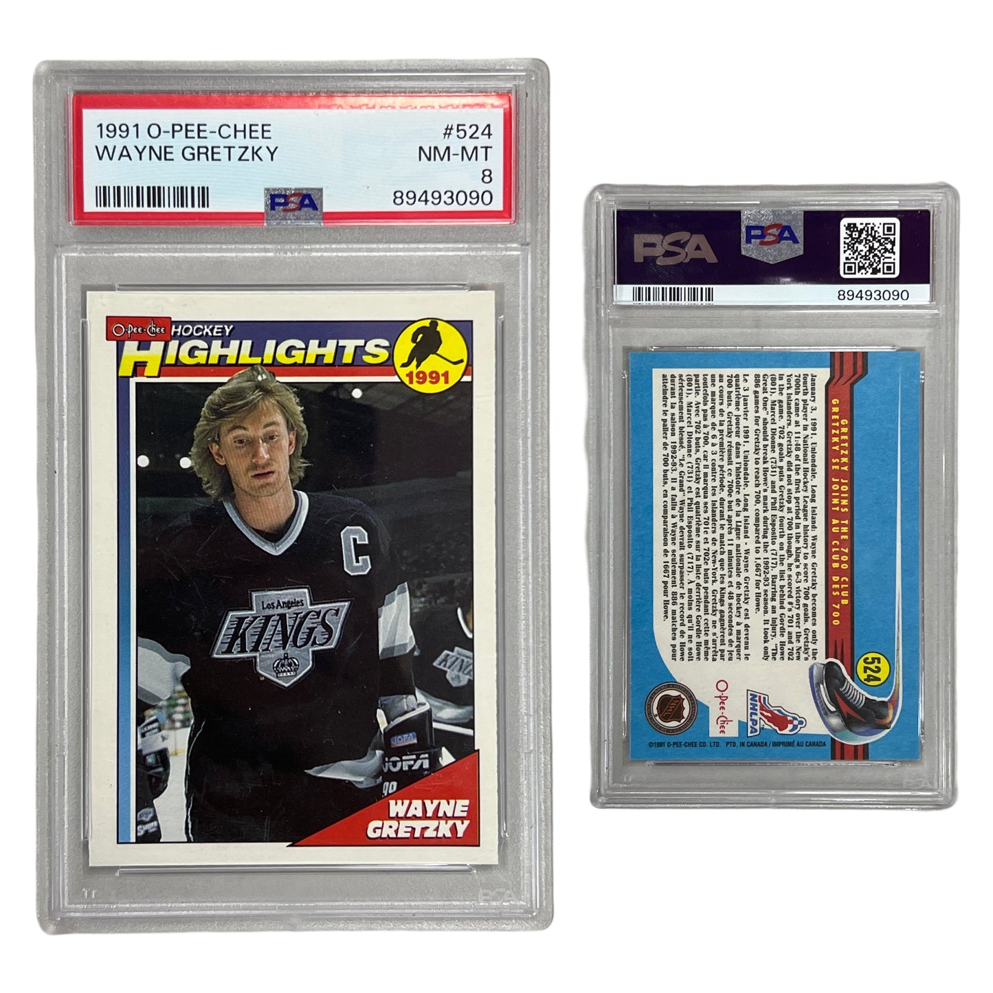 1991 Wayne Gretzky O-Pee-Chee #524 PSA NM-MT 8