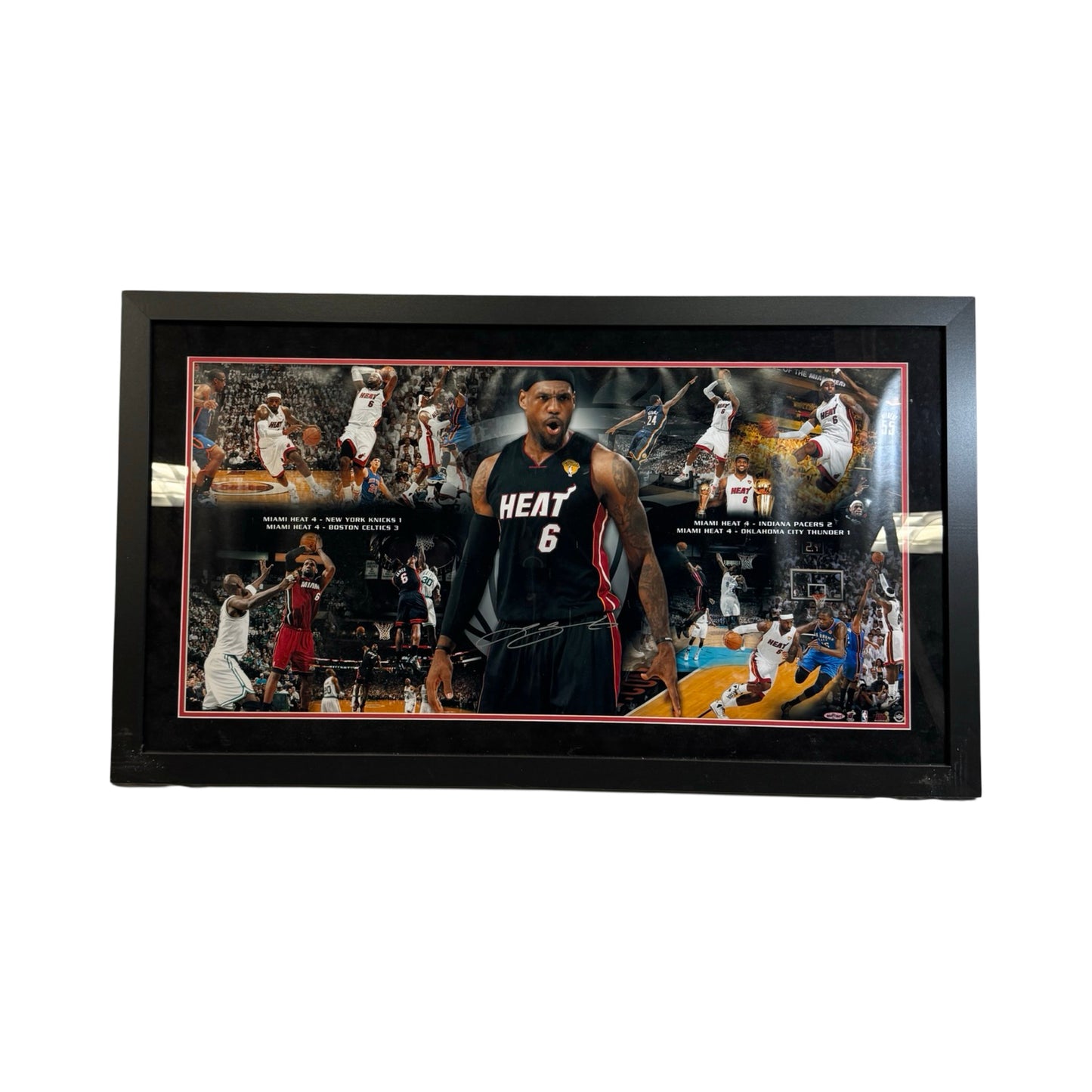 Lebron James Autographed Miami Heat Framed 18x36 Photo Upper Deck