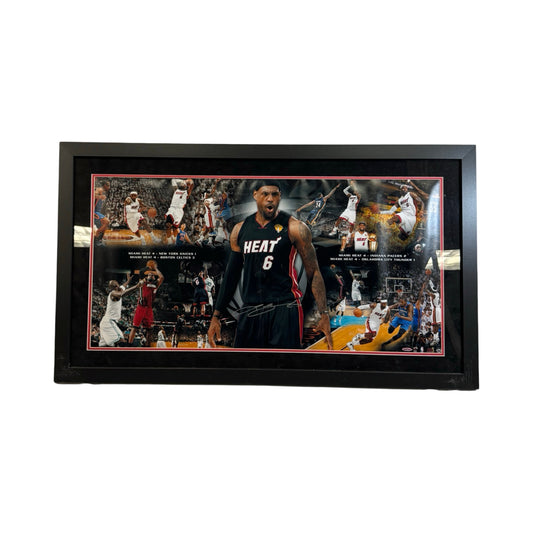 Lebron James Autographed Miami Heat Framed 18x36 Photo Upper Deck