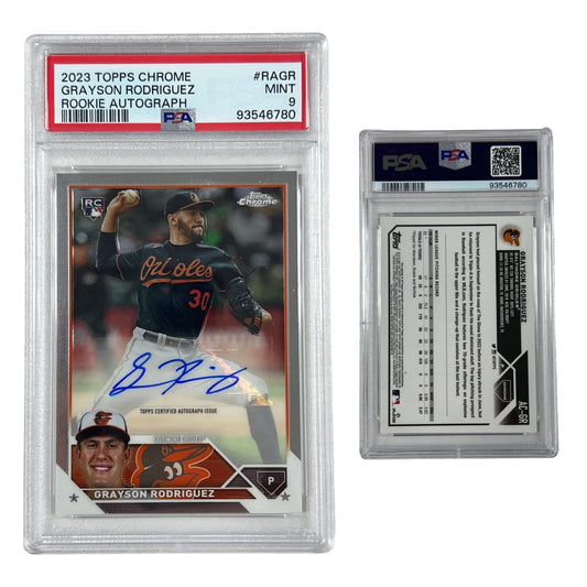 2023 Grayson Rodriguez Topps Chrome Rookie Autograph #AC-GR PSA MINT 9