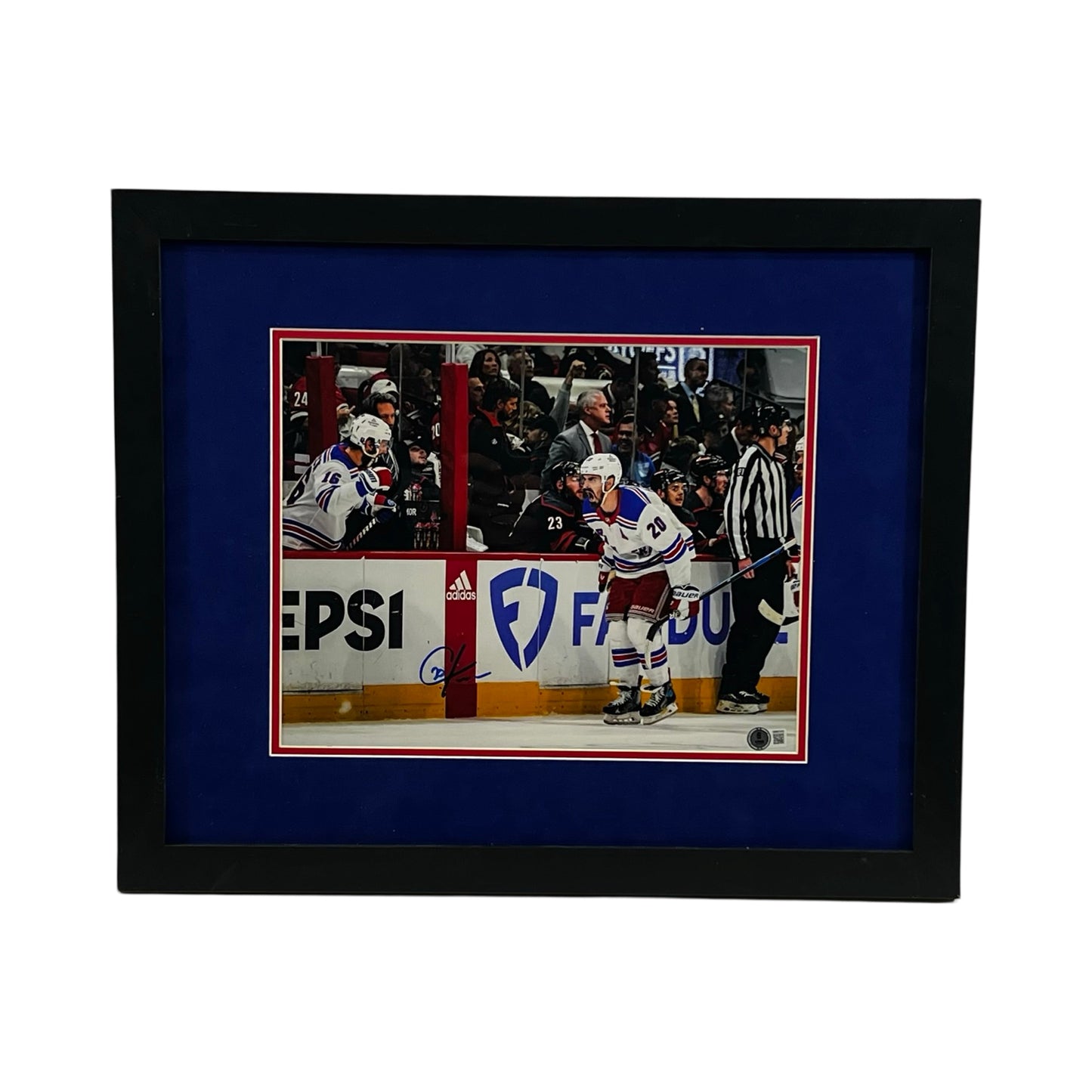 Chris Kreider Autographed New York Rangers Framed Skating By Bench 11x14 Beckett