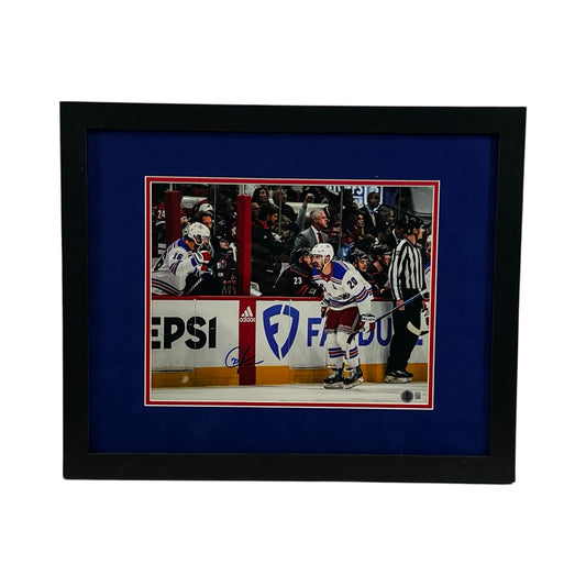 Chris Kreider Autographed New York Rangers Framed Skating By Bench 11x14 Beckett
