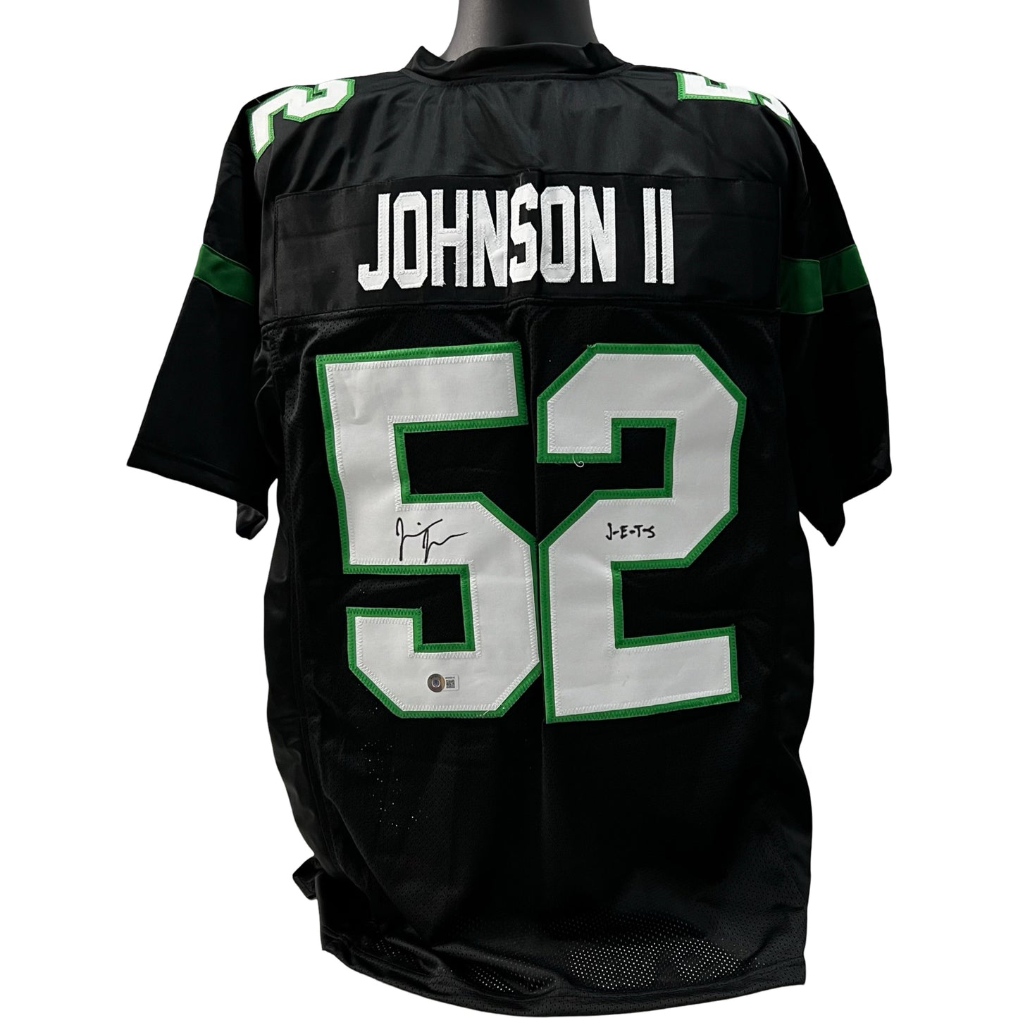 Jermaine Johnson Autographed New York Jets Black Jersey "J-E-T-S" Inscription Beckett