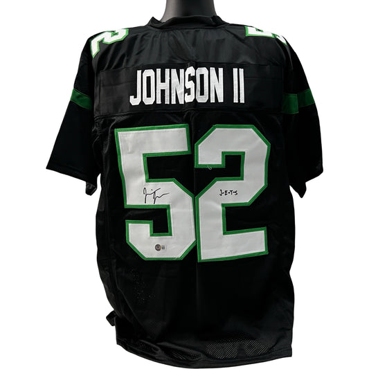 Jermaine Johnson Autographed New York Jets Black Jersey "J-E-T-S" Inscription Beckett