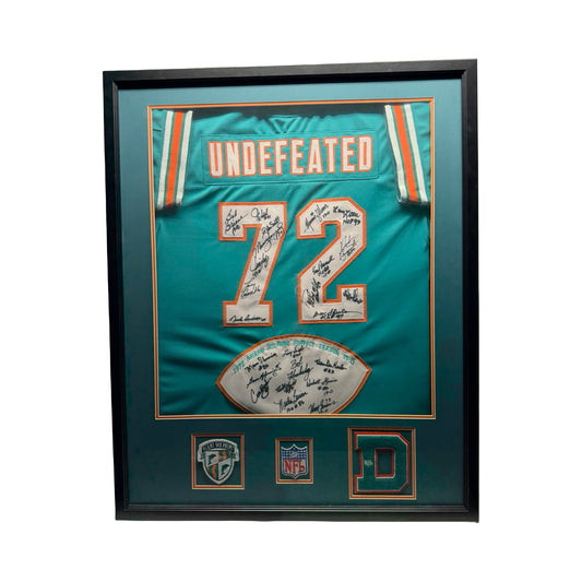 72 Undefeated Season Team Autographed Miami Dolphins Jersey JSA Framed