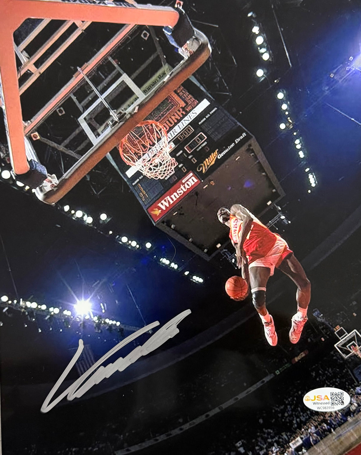 Dominique Wilkins Under View Dunk 8x10 JSA