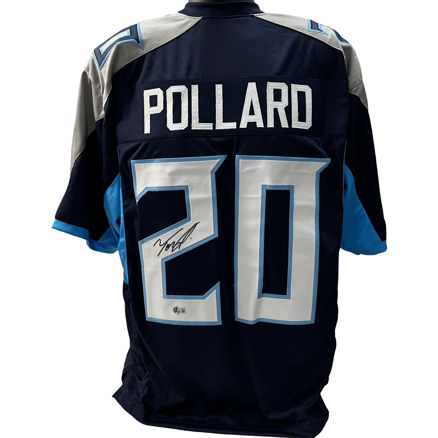 Tony Pollard Autographed Tennessee Titans Navy Jersey Beckett