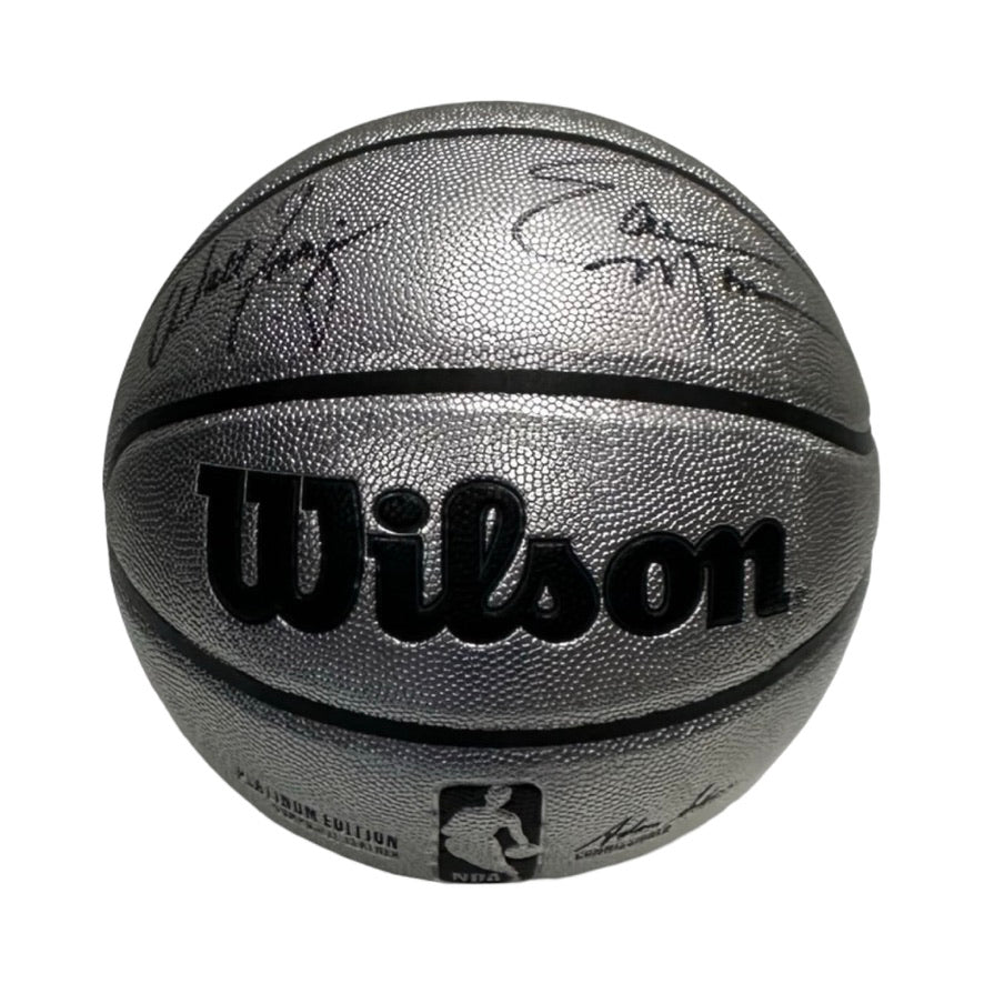 Walt Frazier & Earl Monroe Autographed New York Knicks Silver Wilson Basketball JSA COA