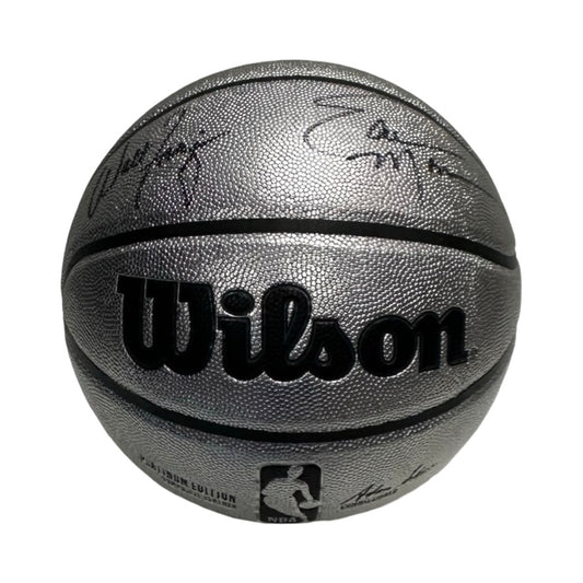 Walt Frazier & Earl Monroe Autographed New York Knicks Silver Wilson Basketball JSA COA
