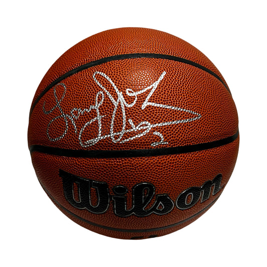 Larry Johnson Autographed New York Knicks Wilson Black Basketball Beckett