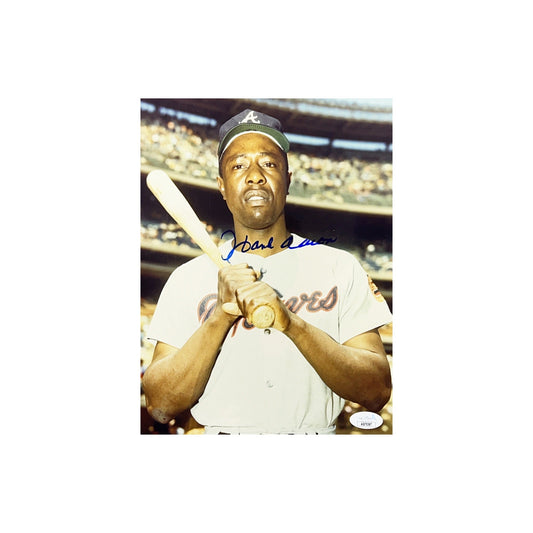 Hank Aaron Autographed Milwaukee Braves Close-Up 8x10 JSA